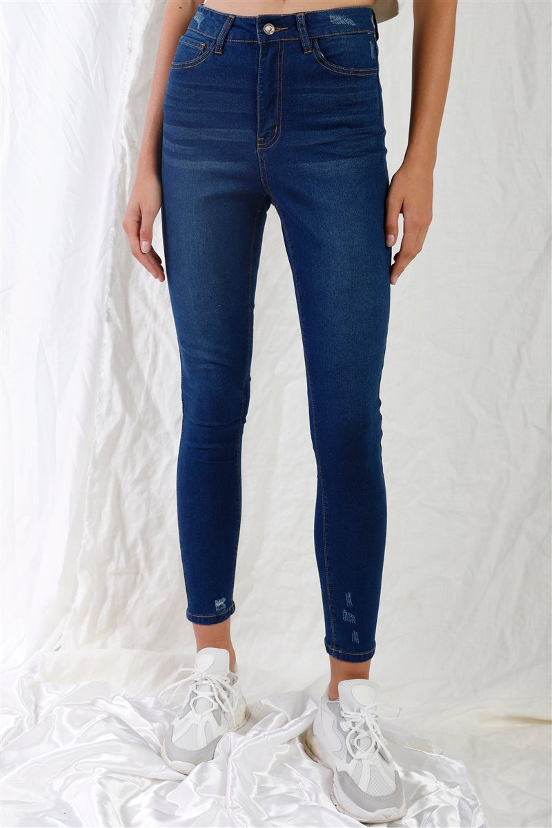 dark blue skinny jeans​