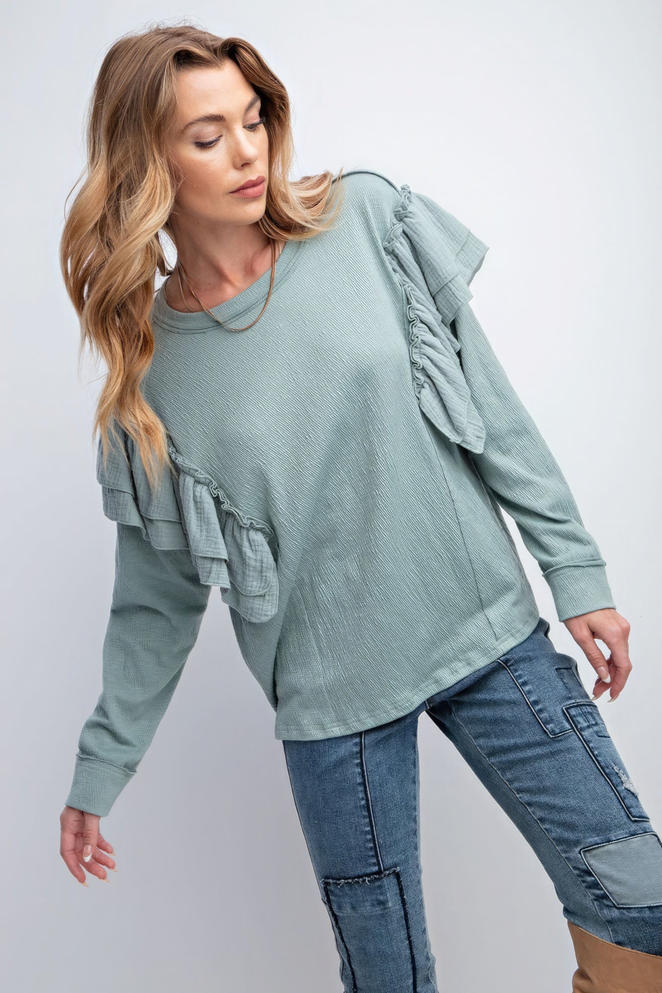 ruffle long sleeve top