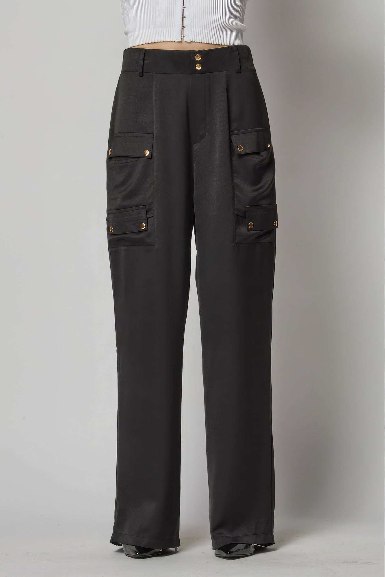black satin cargo pants​