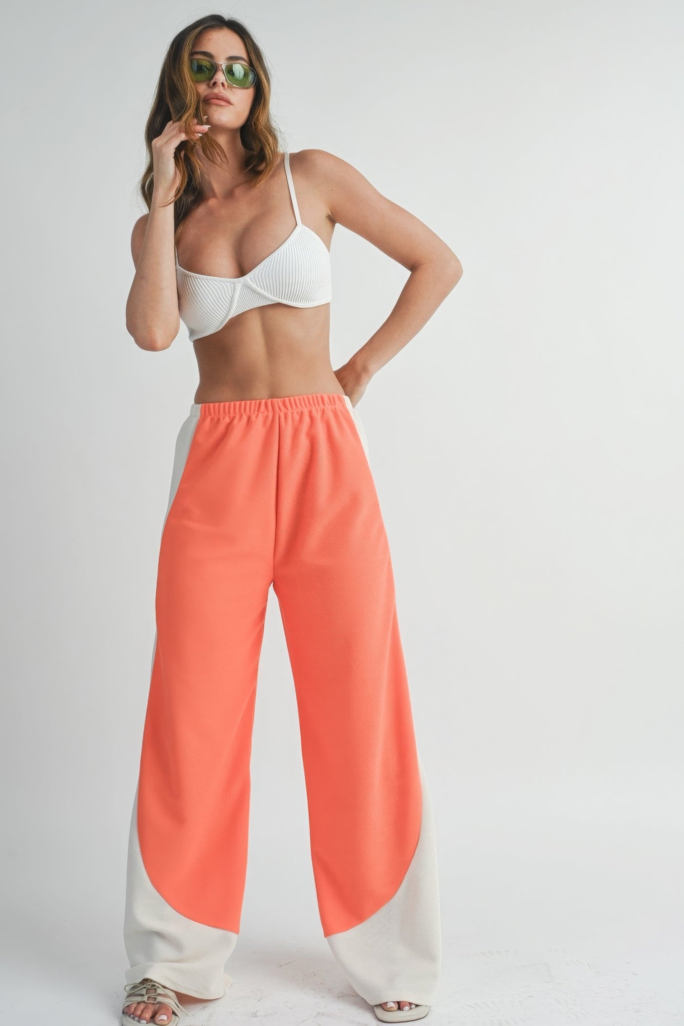 two tone wide leg pants
