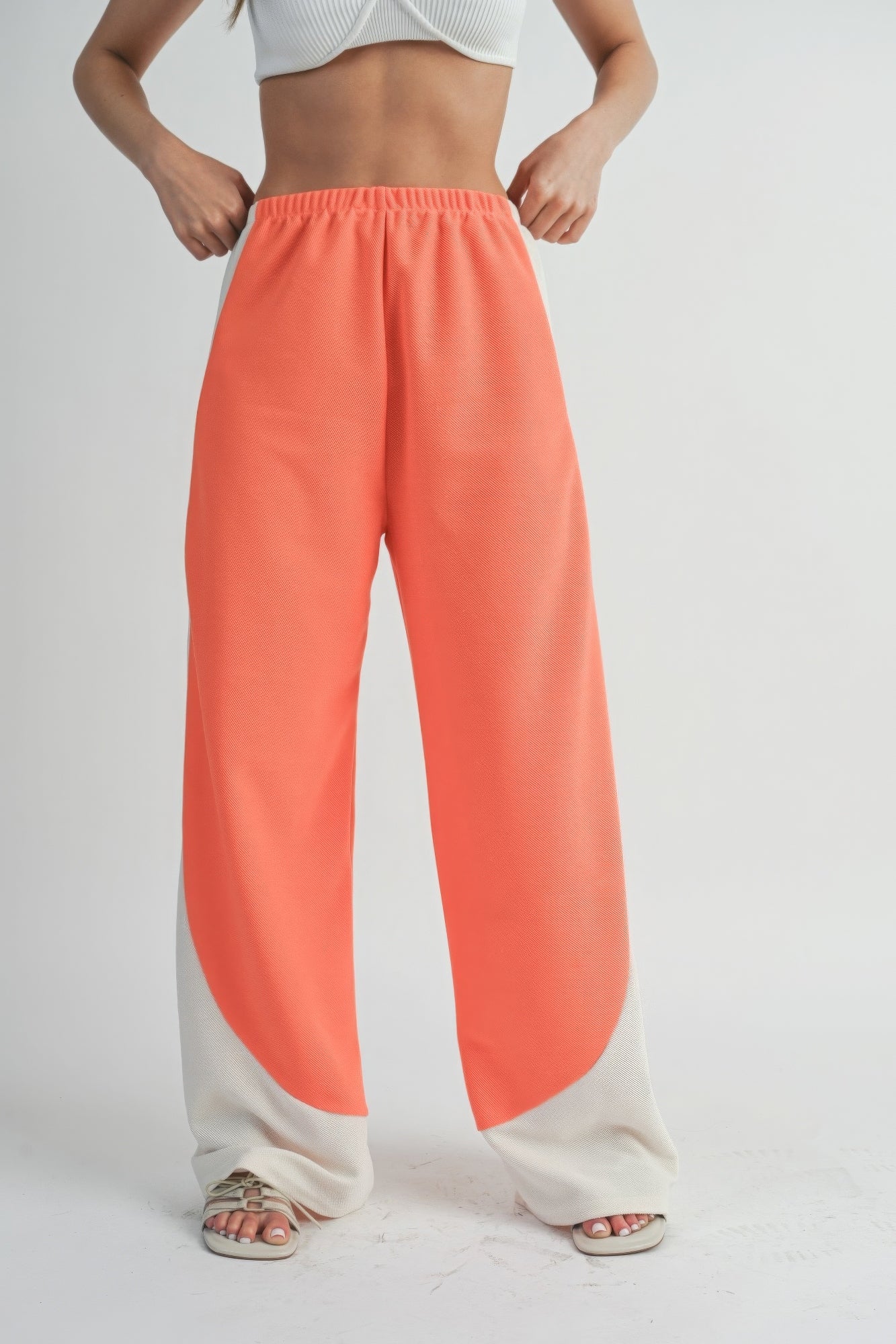 two tone wide leg pants