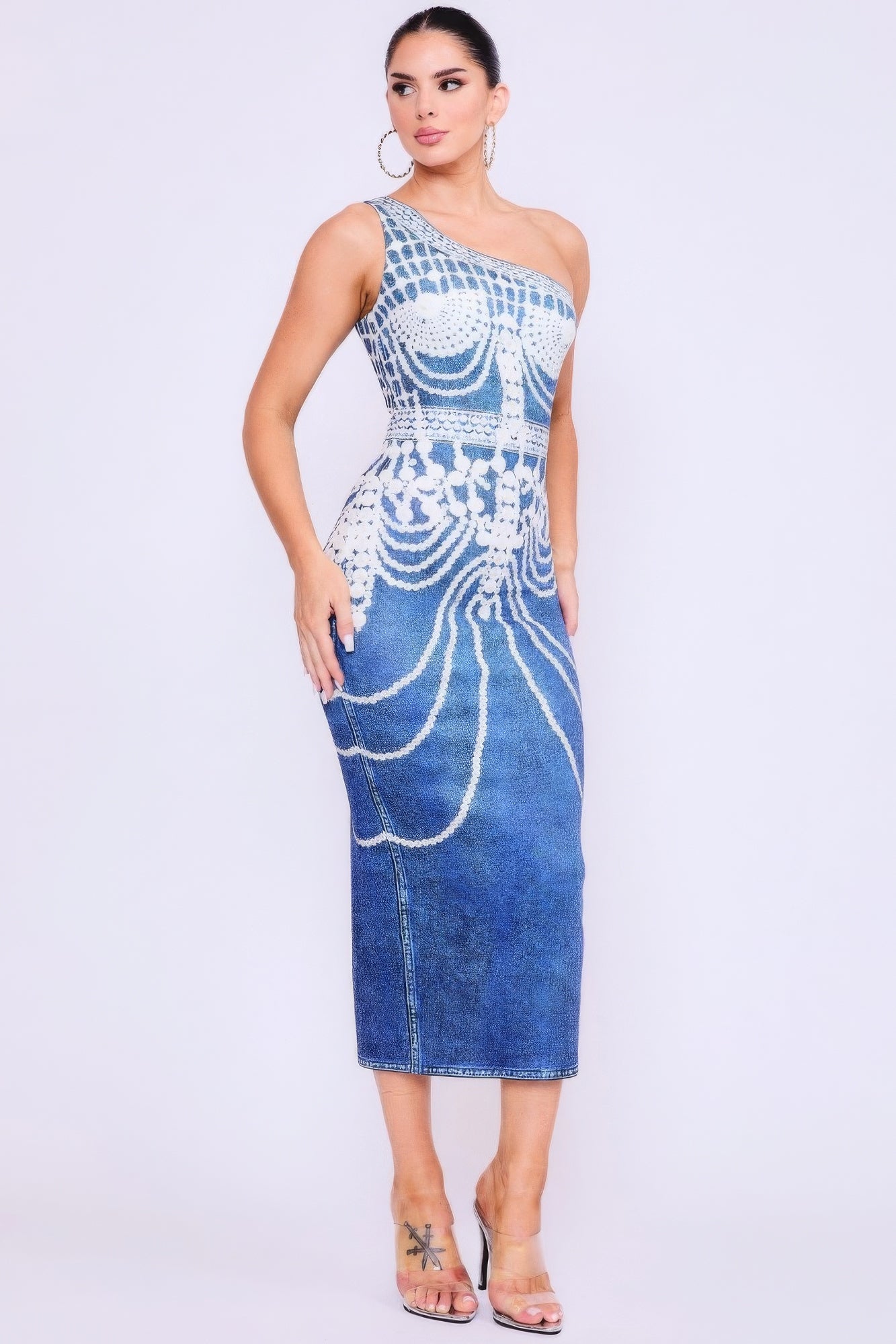 One Shoulder Denim Dress