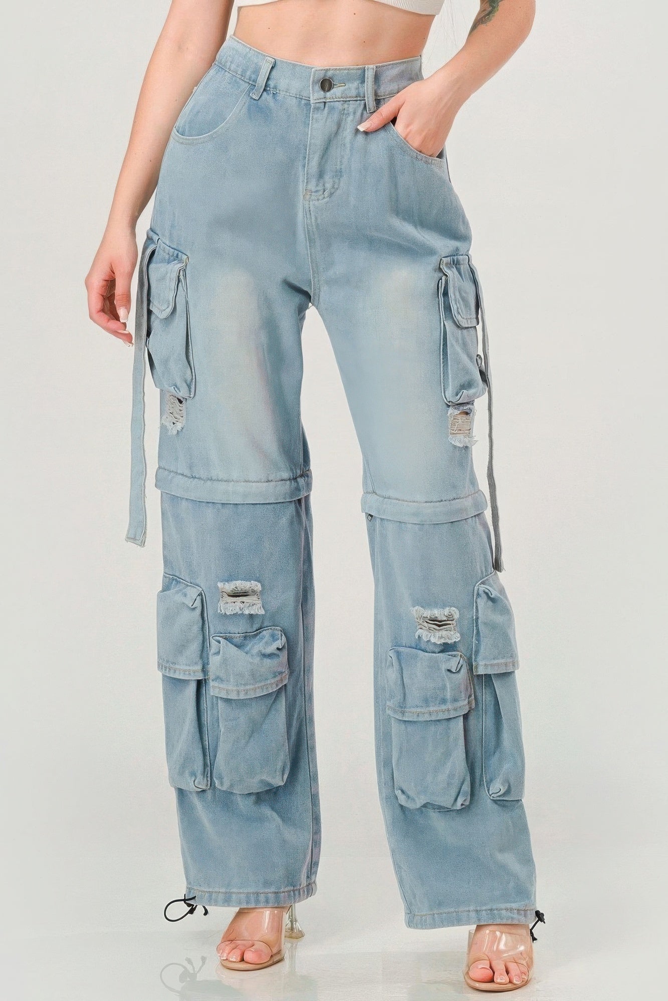 women's denim cargo jeans