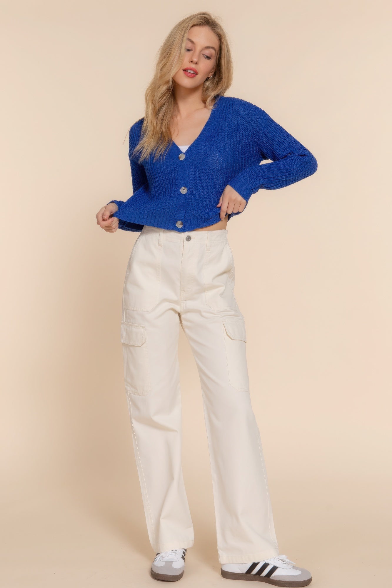 v neck cardigan sweater​