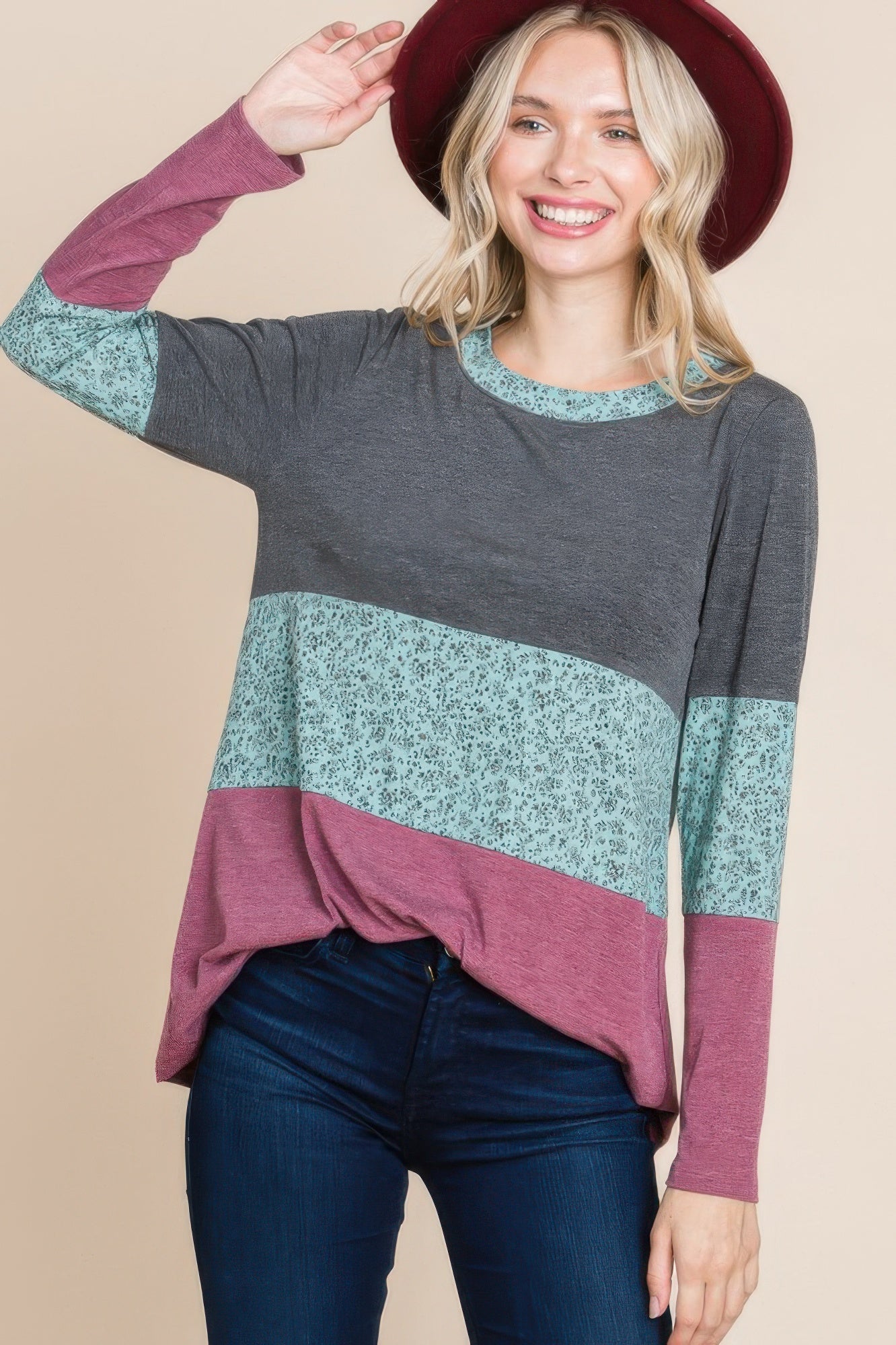 colorblock womens tops