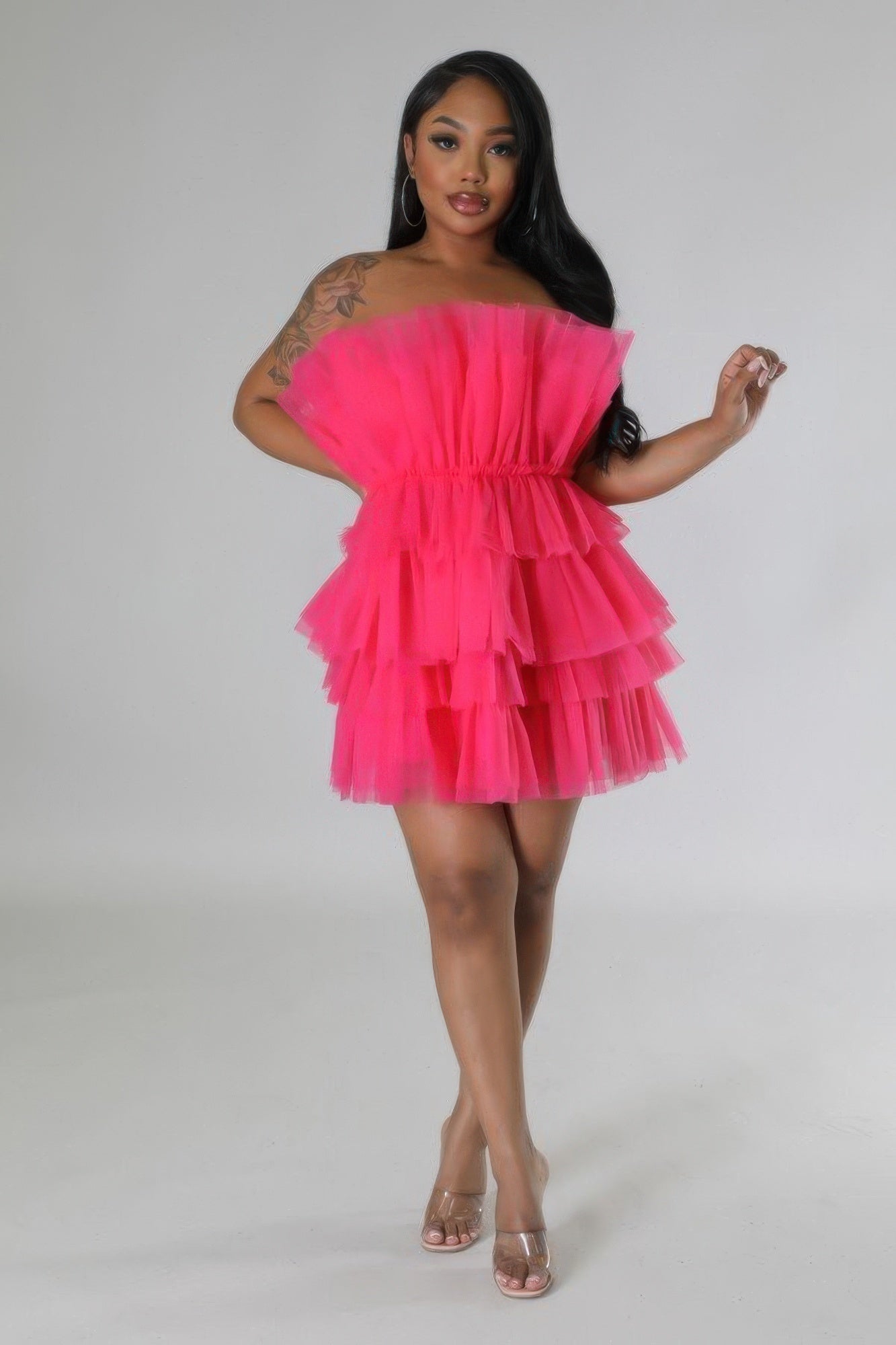 Women's Strapless Ruffle Dress